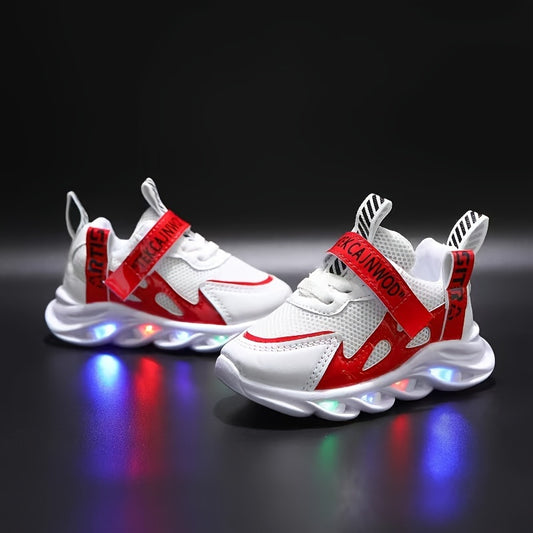 Unisex Kid's Trendy Chunky Shoes With LED Light Up Design, Comfy Non Slip Durable Breathable Sneakers For Boy's & Girl's Outdoor Activities