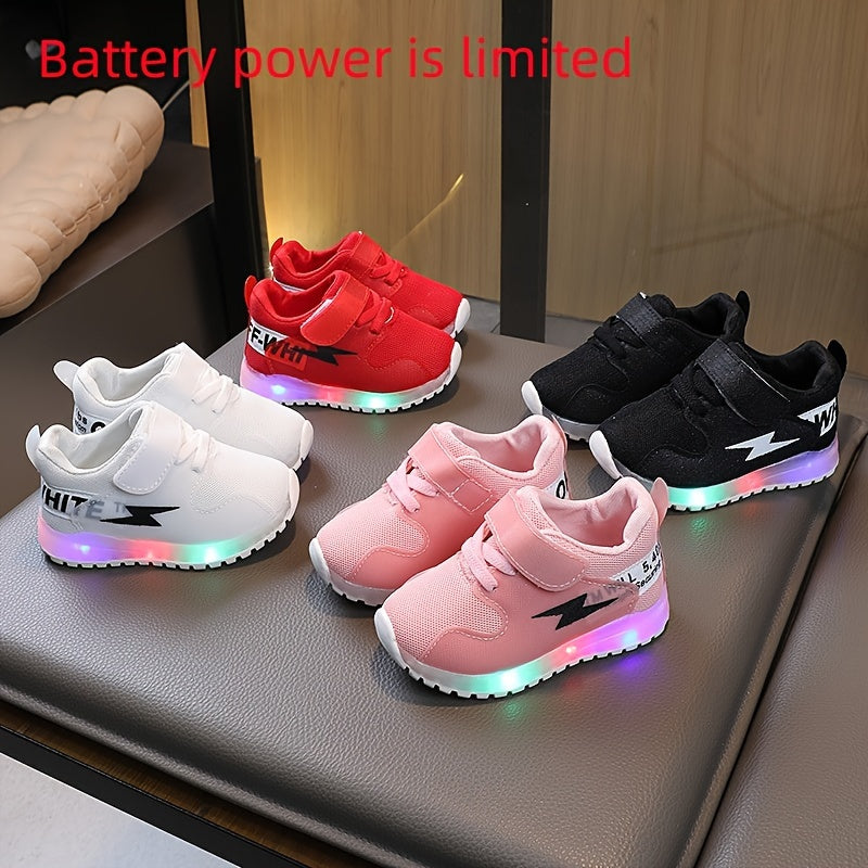 Vibrant LED Light-Up Knit Running Shoes for Girls - Breathable, Comfy, Non-Slip, Soft Sole, Trendy Sneakers for Outdoor Activities, Sports, and Casual Wear