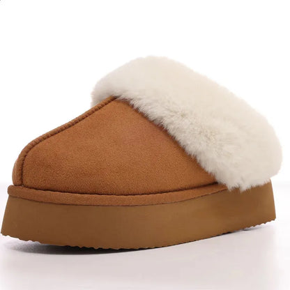 Comwarm Fluffy Fuzzy Women Slippers Plush Warm Bedroom Slides Memory Foam Comfort Women Slides Thick Bottom Home Cotton Shoes 240830