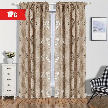 1pc Retro-Style Jacquard Hollow Yarn Curtain Panel - Translucent Rod Pocket Window Treatment with Elegant Design for Living Room, Bedroom, Bathroom Home Decor - Easy to Install and Maintain