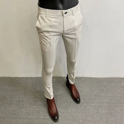 Men's Pants Men Suit Pants Formal Trousers Pantalone Hombre Stretch Slim Solid Color Casual Dress Full Length Pants Fashion Men Clothing 230524