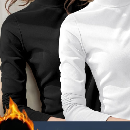 Antmvs 2pcs Mock Neck Thermal Underwear, Soft & Comfortable Long Sleeve Base Top, Women's Lingerie & Sleepwear