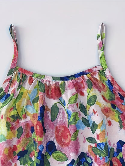 Sweet Flora Print Cami Dress With Bag For Toddler Girls Summer Clothes Gift