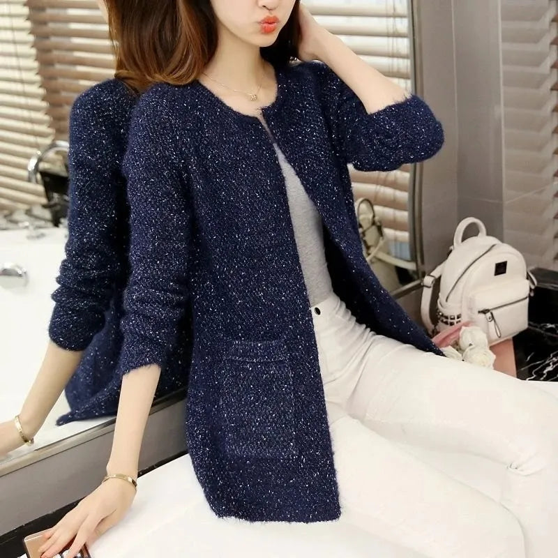 Women's Sweaters Autumn Winter Cardigan for Women Korean Fashion Loose Mohair Sweaters Crochet Cardigan Female Knitted Tops