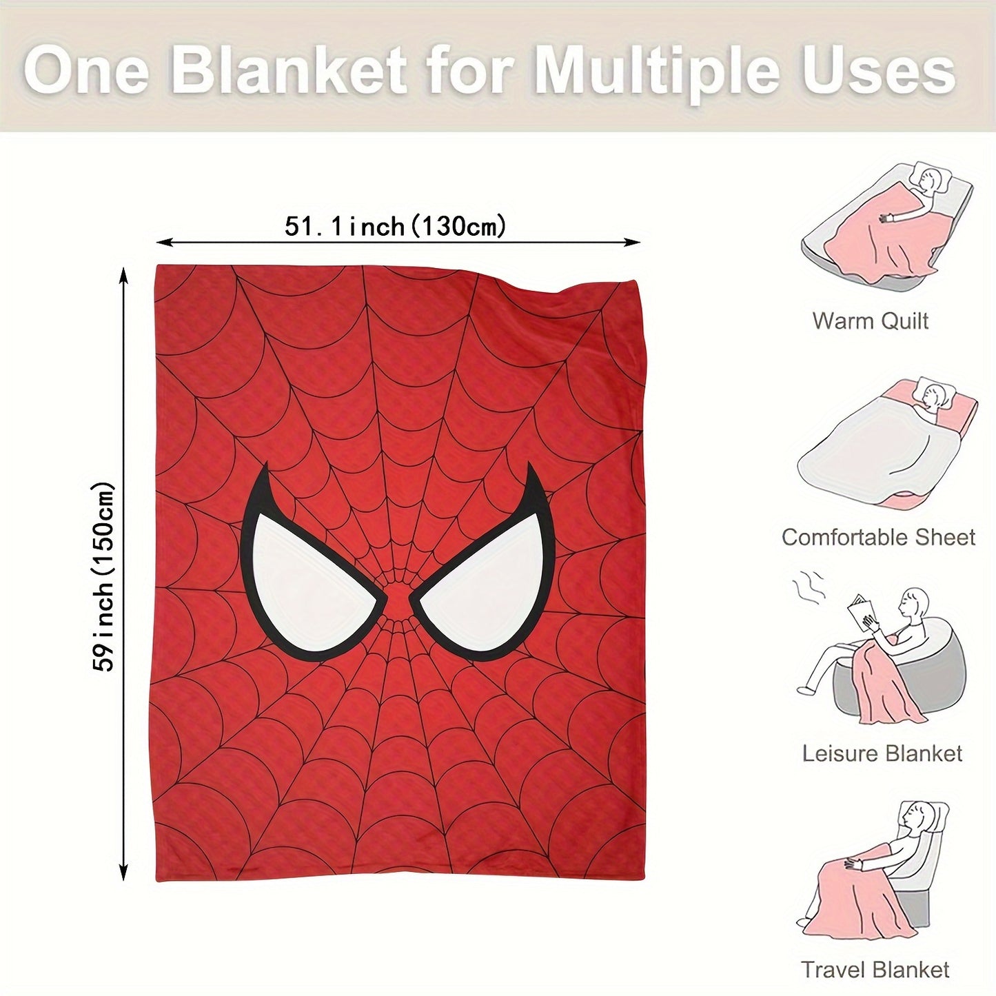 Ultra-Soft Spider-Man Flannel Throw Blanket - Cozy & Warm for Couch, Bed, Camping | All-Season Comfort