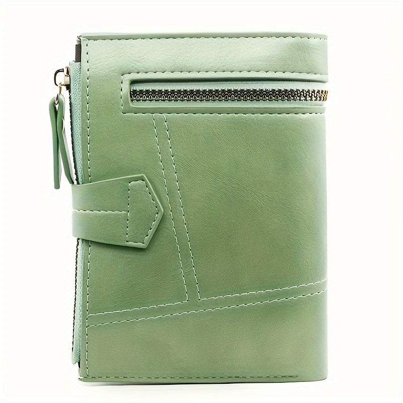 Folding Multifunctional Wallet, Solid Color Clutch Coin Purse, Classic Women's Credit Card Case