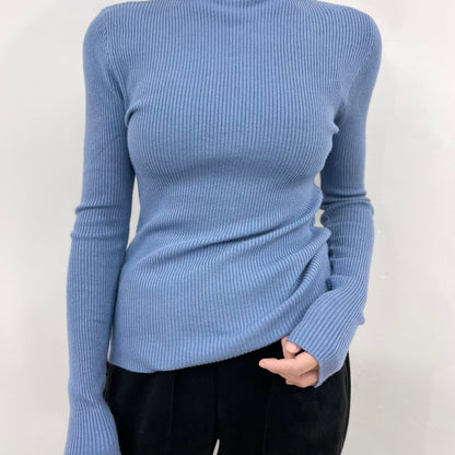 Antmvs Women's Sweater Turtleneck Solid Ribbed Long Sleeve Slim Pullover Knit Tops