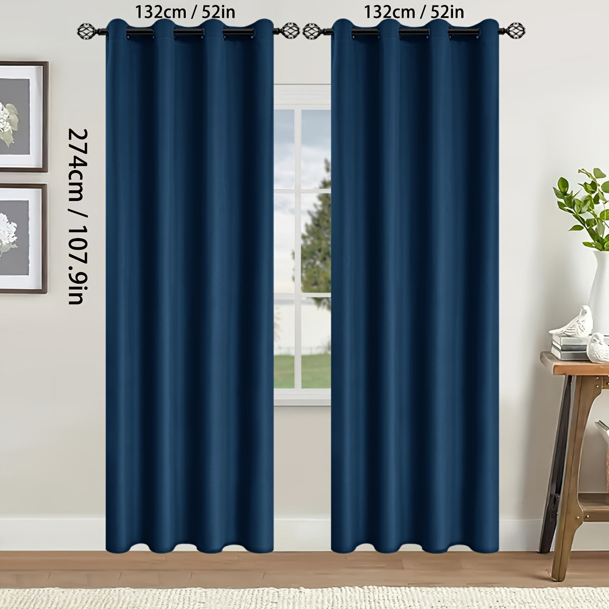 2 Pieces of Stylish Solid Blackout Curtains for Bedroom and Living Room - UV Protection, Easy Sliding, and Contemporary Design