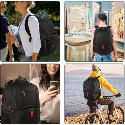 18-Inch Large Laptop Backpack - Spacious Interior, USB Charging Port, Durable Luggage Strap - Unisex Design for Men and Women