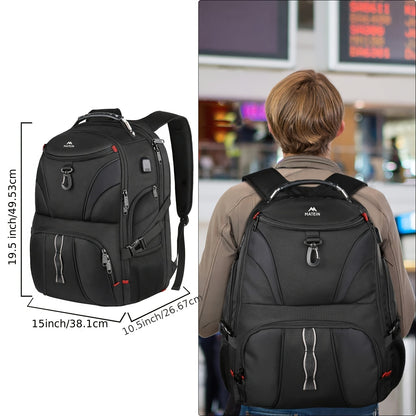 1pc Extra Large 17-Inch Laptop Backpack for Men and Women - Anti-Theft, Water Resistant, TSA Compliant, USB Port, Adjustable Shoulder Straps, Multiple Utility Pockets, Durable Polyester Fabric, Perfect for Travel, College, Business, and Outdoor Activities