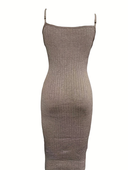 Antmvs Bodycon Spaghetti Strap Dress, Button Front Cami Dress, Women's Clothing