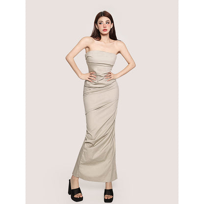 Antmvs Sarah Solid Color Sleeveless Wrap Top + Long Wrap Skirt Matching Set