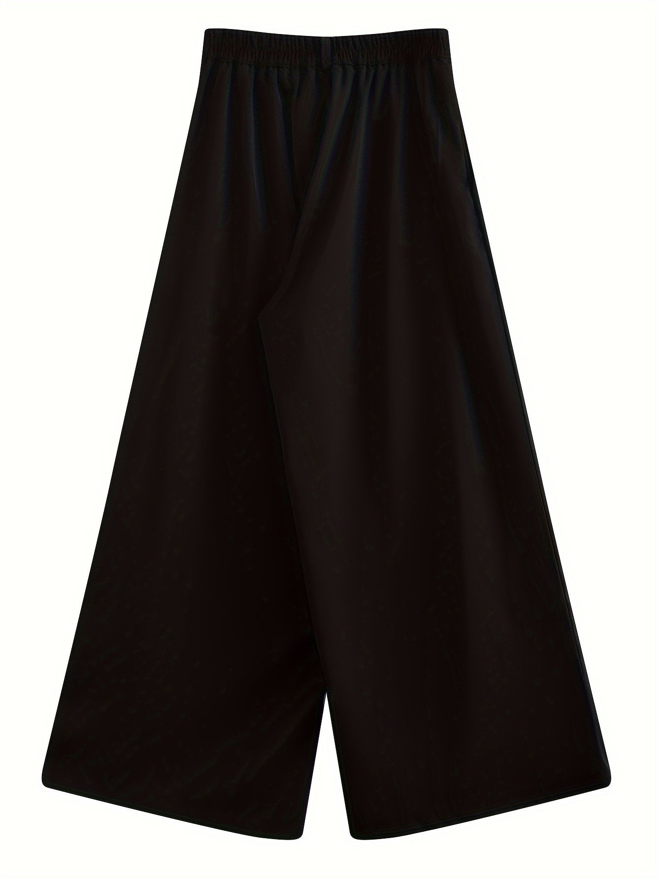 Antmvs Solid Button Front Wide Leg Pants, Versatile High Waist Pants For Spring & Fall, Women's Clothing