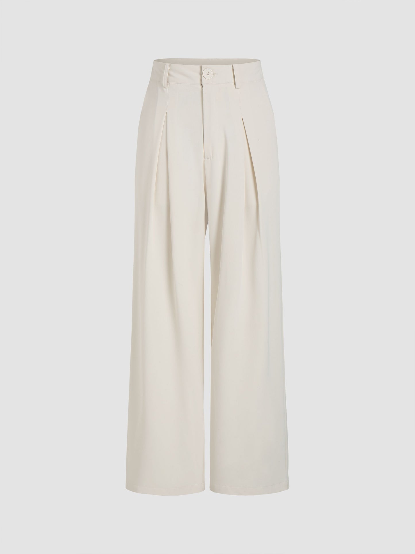 Antmvs Solid Wide Leg Pants, Elegant Button Slant Pocket Draped Pants, Women's Clothing