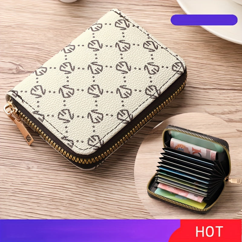 Zipper Around Credit Card Holder, Mini Printed Clutch Coin Purse, Portable Card Wallet With Multi Card Slots