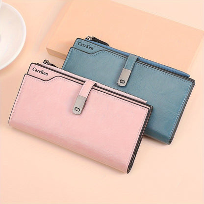 Women's Fashion Simple Large Capacity Long Wallet, Casual Tri-fold Multi-card Money Clip, Zipper Snap Coin Coin Purse, Gifts