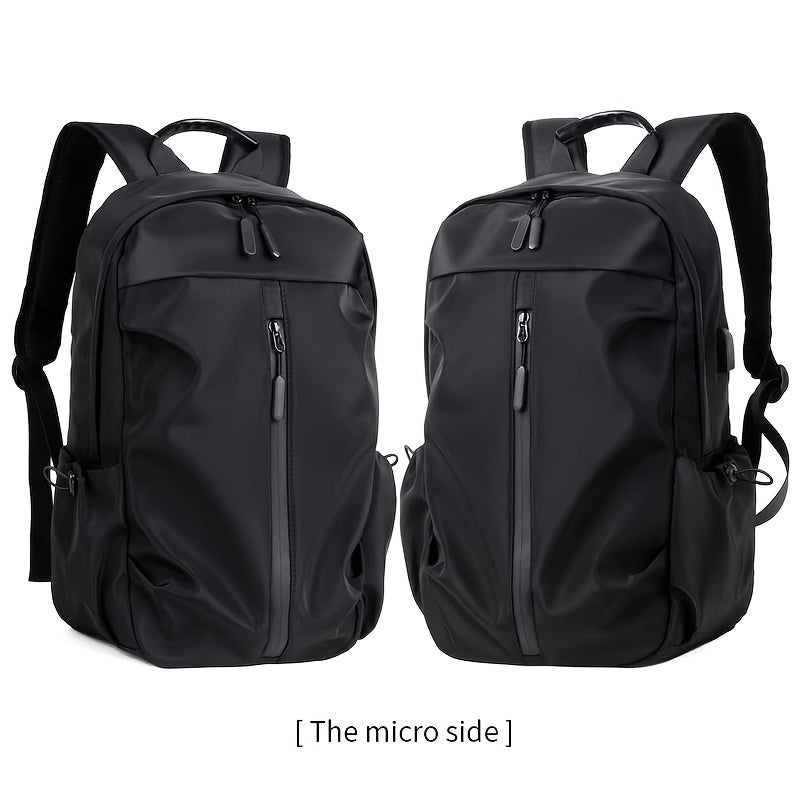 Water-Resistant Oxford Backpack for Men - Adjustable Straps, Polyester Lining, and Multiple Compartments for College, Daily Commute, and Office - Stylish, Business-Ready, and Durable Travel Companion