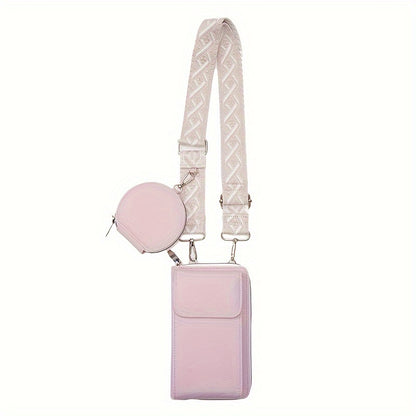 2-in-1 Women's Crossbody Shoulder Bag With Coin Purse, Casual Style Trendy Phone Pouch, Simple Design Shoulder Bag