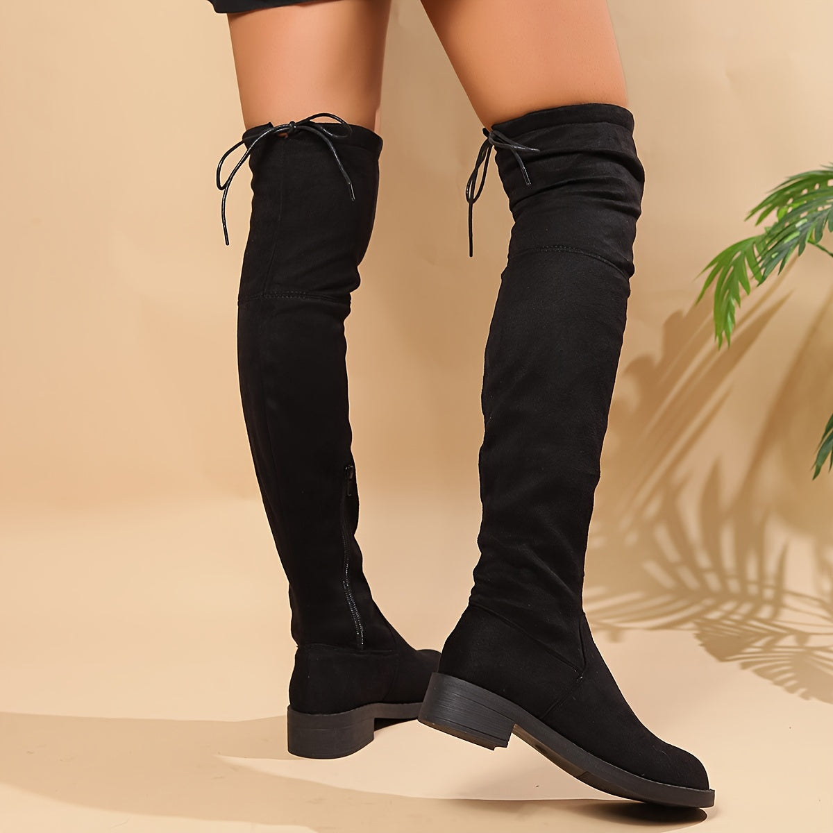 Thigh High Boots - Knee-High Coverage, Ultra-Soft Insoles, Classic Round Toe Design, Adjustable Lace-Up Closure, Everyday Wear, Elasticized Panels for Easy Slip-On, Extended Thigh-High Length - Womens Stylish Fashion Comfortable Long Boots