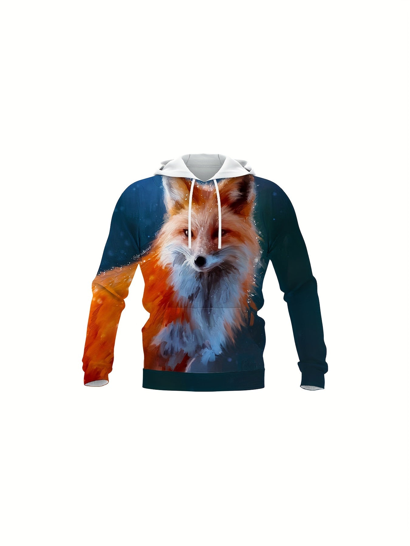 Plus Size Men & Women's 3D Fox Graphic Print Hooded Sweatshirt For Spring Fall Winter, Men's Clothing