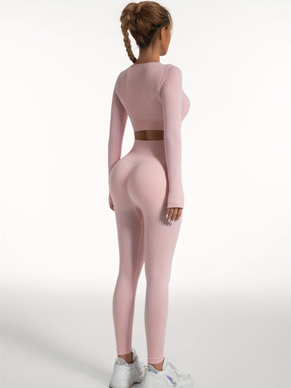 Antmvs Look & Feel Your Best with These 2pcs Ribbed Yoga Workout Suits!