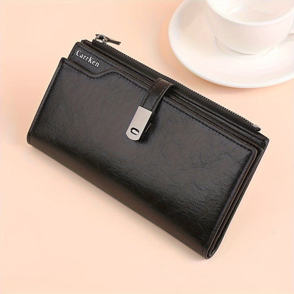 Women's Fashion Simple Large Capacity Long Wallet, Casual Tri-fold Multi-card Money Clip, Zipper Snap Coin Coin Purse, Gifts