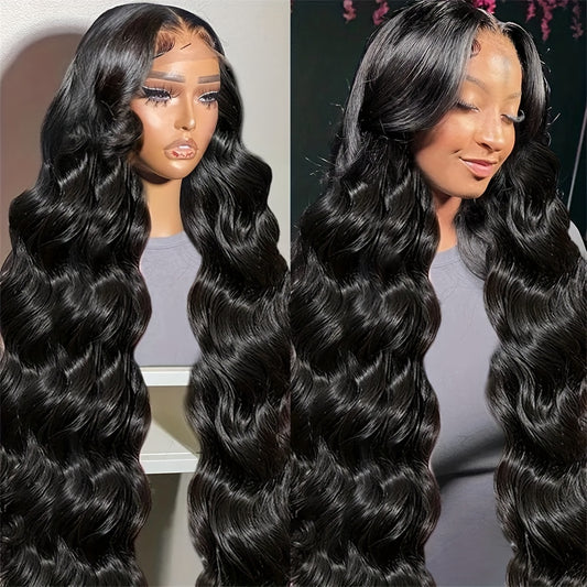 13x4 Body Wave Lace Front Glueless Wavy Wig Cap Headband Curly Wig for Women - 180% Density, Synthetic, Heat Resistant, 26 Inch Long, Basics Style for Daily Party and Special Occasions