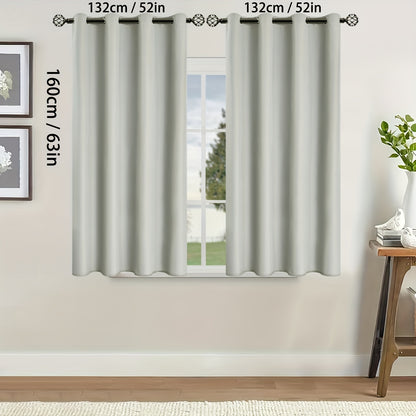 2 Pieces of Stylish Solid Blackout Curtains for Bedroom and Living Room - UV Protection, Easy Sliding, and Contemporary Design