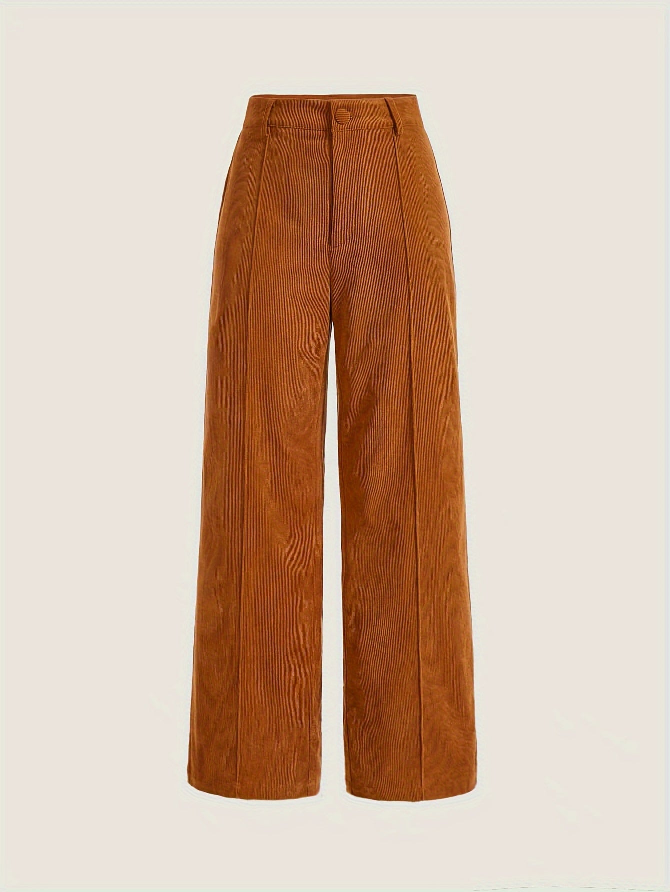 Antmvs Solid Corduroy Button Front Pants, Casual Wide Leg Pants For Fall & Winter, Women's Clothing