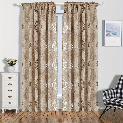 1pc Retro-Style Jacquard Hollow Yarn Curtain Panel - Translucent Rod Pocket Window Treatment with Elegant Design for Living Room, Bedroom, Bathroom Home Decor - Easy to Install and Maintain