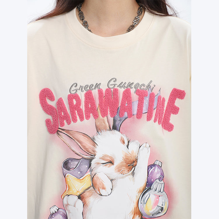 Antmvs SAWARATINE Graphic Image Print Solid Color Short Sleeve Tee Shirt Top