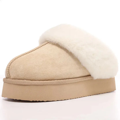 Comwarm Fluffy Fuzzy Women Slippers Plush Warm Bedroom Slides Memory Foam Comfort Women Slides Thick Bottom Home Cotton Shoes 240830