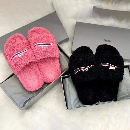 Designer new Paris Slippers fluffy sandal Designer womans teddy bear Slipper black Flat heel Casual Shoe luxurys tazz fuzzy Sliders Winter house sandale fur slides