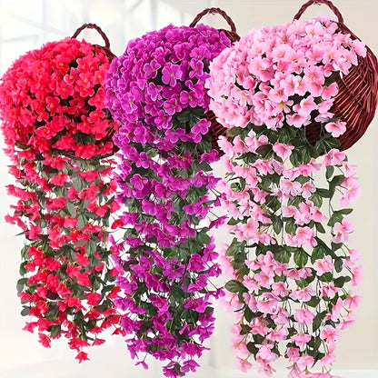 2pcs Artificial Flower Violet Simulation Flower Vines, Outdoor Home Decoration, Wall Hanging Decoration, Wedding Faux Flower Rattan, Plastic Hanging Basket, Home Decor, Room Decor