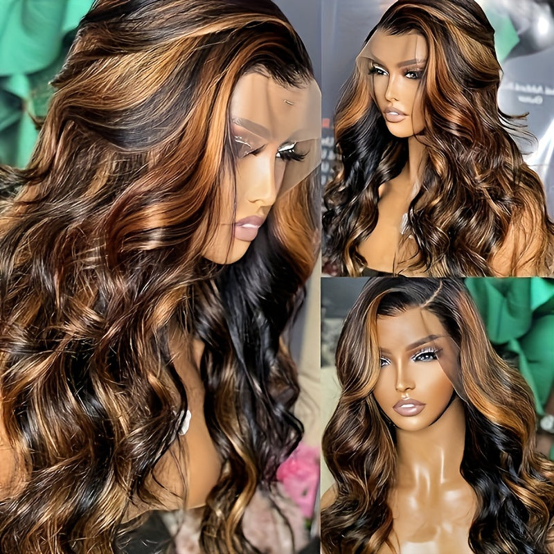 Ombre Lace Front Wig Human Hair Pre Plucked With Baby Hair FB/30 13x6 Body Wave lace front wigs 180% Density Highlight Lace Frontal Wigs Human Hair Colored Glueless wigs 26INCH