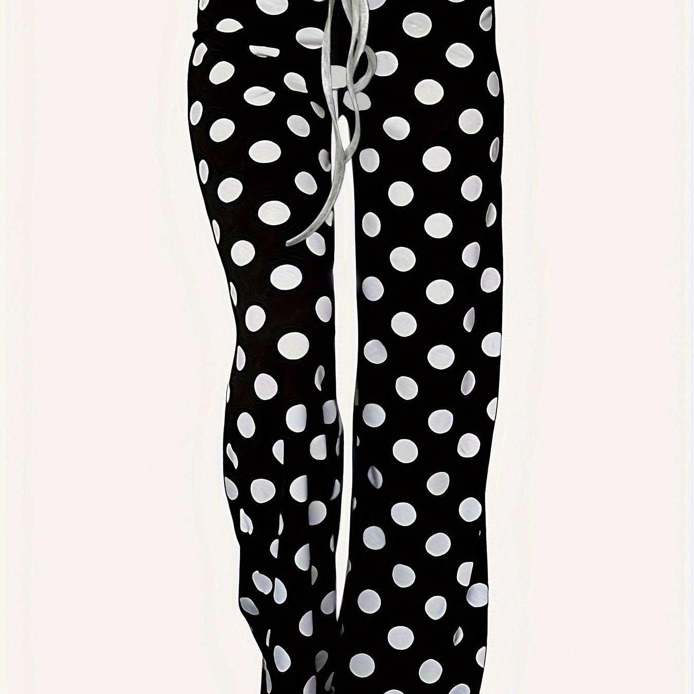 Antmvs Polka Dot Print Pants, Casual Drawstring Waist Loose Pants, Women's Clothing