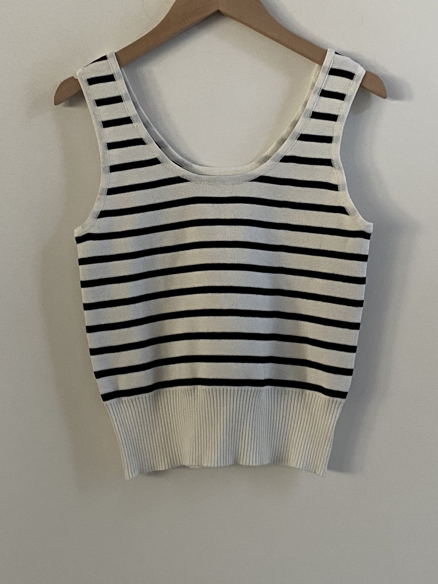 Antmvs Striped Knitted Tank Top, Sleeveless Casual Sweater, Women's Clothing