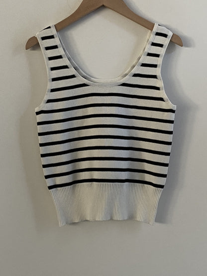 Antmvs Striped Knitted Tank Top, Sleeveless Casual Sweater, Women's Clothing