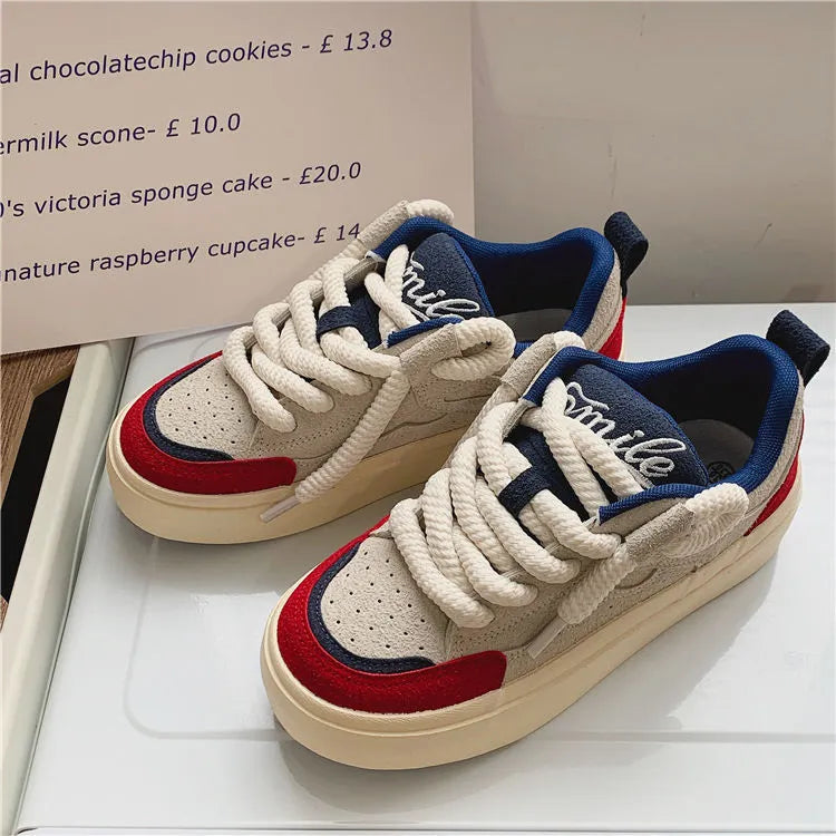 Thick Rope Platform Shoes For Women Comfortable White Shoes Women Casual Skateboarding Shoes