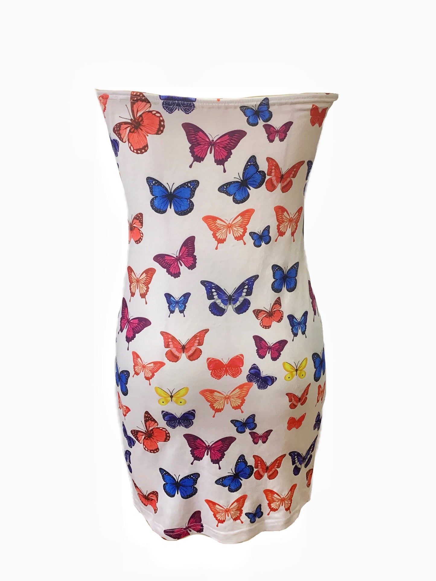 Antmvs Butterfly Print Tube Dress, Casual Bodycon Dress For Spring & Summer, Women's Clothing