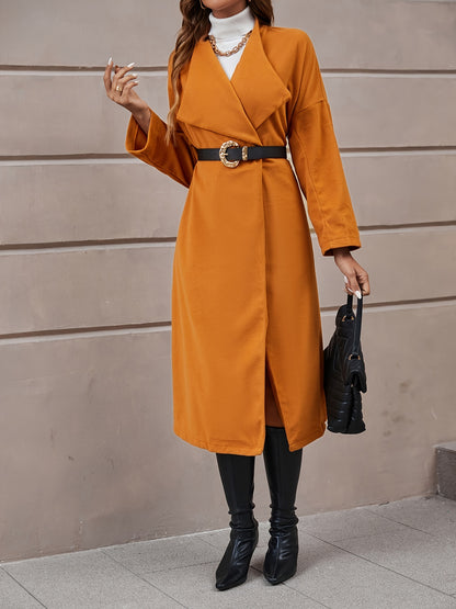Antmvs Drop Shoulder Belt Blazer Coat, Casual Long Sleeve Fashion Loose Blazer Outerwear, Women's Clothing