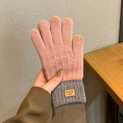 Winter Warmth for Everyone - Cashmere-Blend Touchscreen Gloves, Thick Knit, Non-Slip Grip, Elastic Fit for Casual Outings - 2pcs