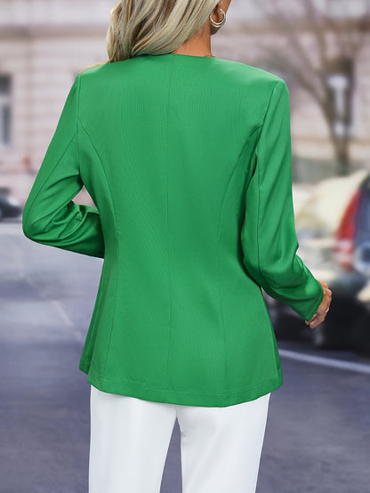 Antmvs Solid Button Front Blazer, Elegant Long Sleeve Slim Blazer, Women's Clothing