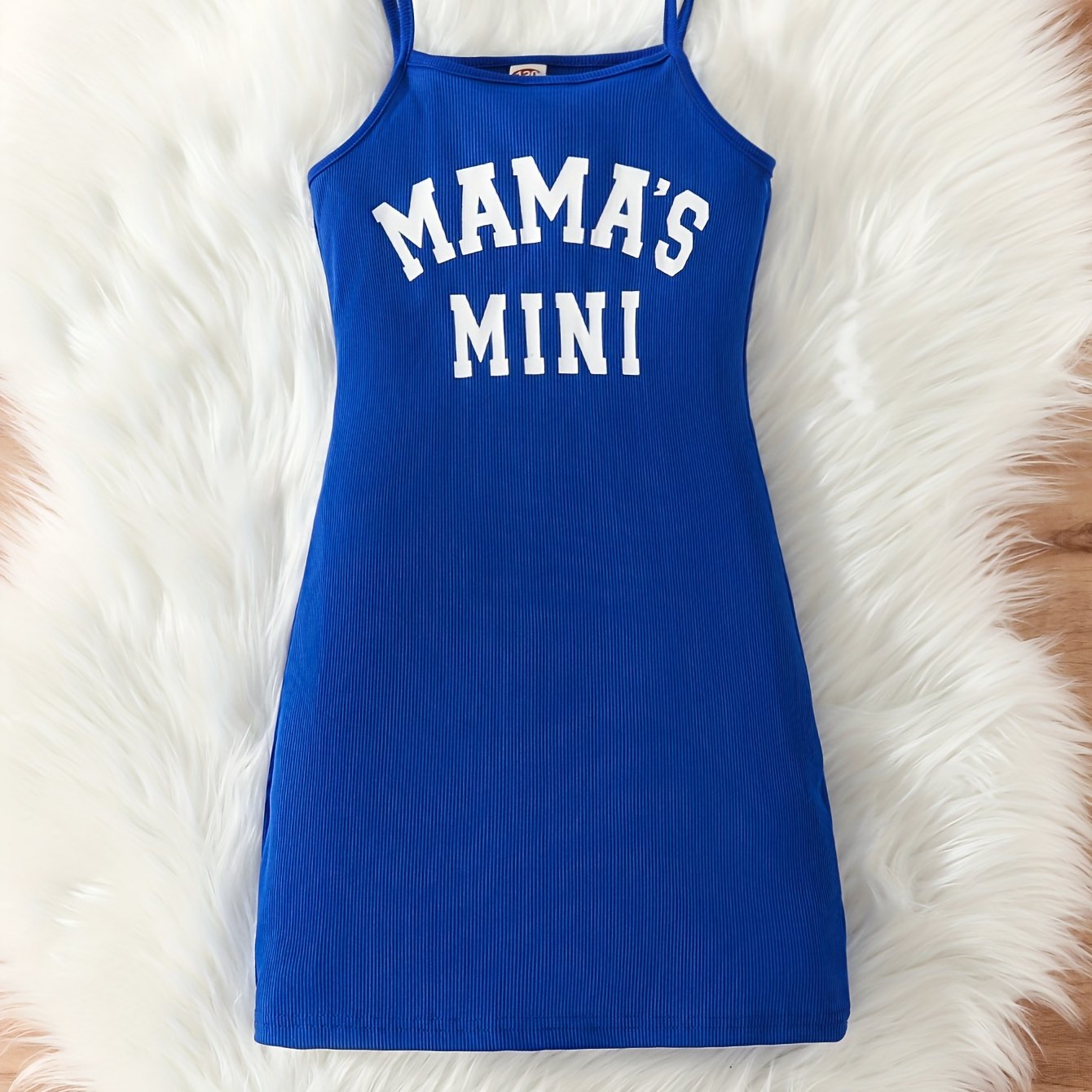 Chic 'Mama's Mini' Slogan Bodycon Cami Dress - Girls' Stretchy Ribbed Summer Wear