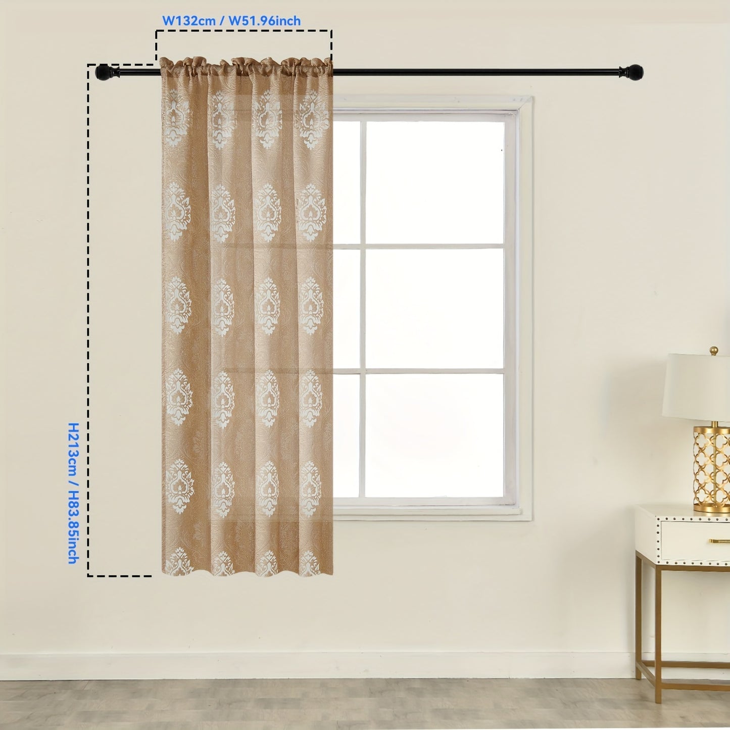 1pc Retro-Style Jacquard Hollow Yarn Curtain Panel - Translucent Rod Pocket Window Treatment with Elegant Design for Living Room, Bedroom, Bathroom Home Decor - Easy to Install and Maintain