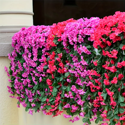 2pcs Artificial Flower Violet Simulation Flower Vines, Outdoor Home Decoration, Wall Hanging Decoration, Wedding Faux Flower Rattan, Plastic Hanging Basket, Home Decor, Room Decor