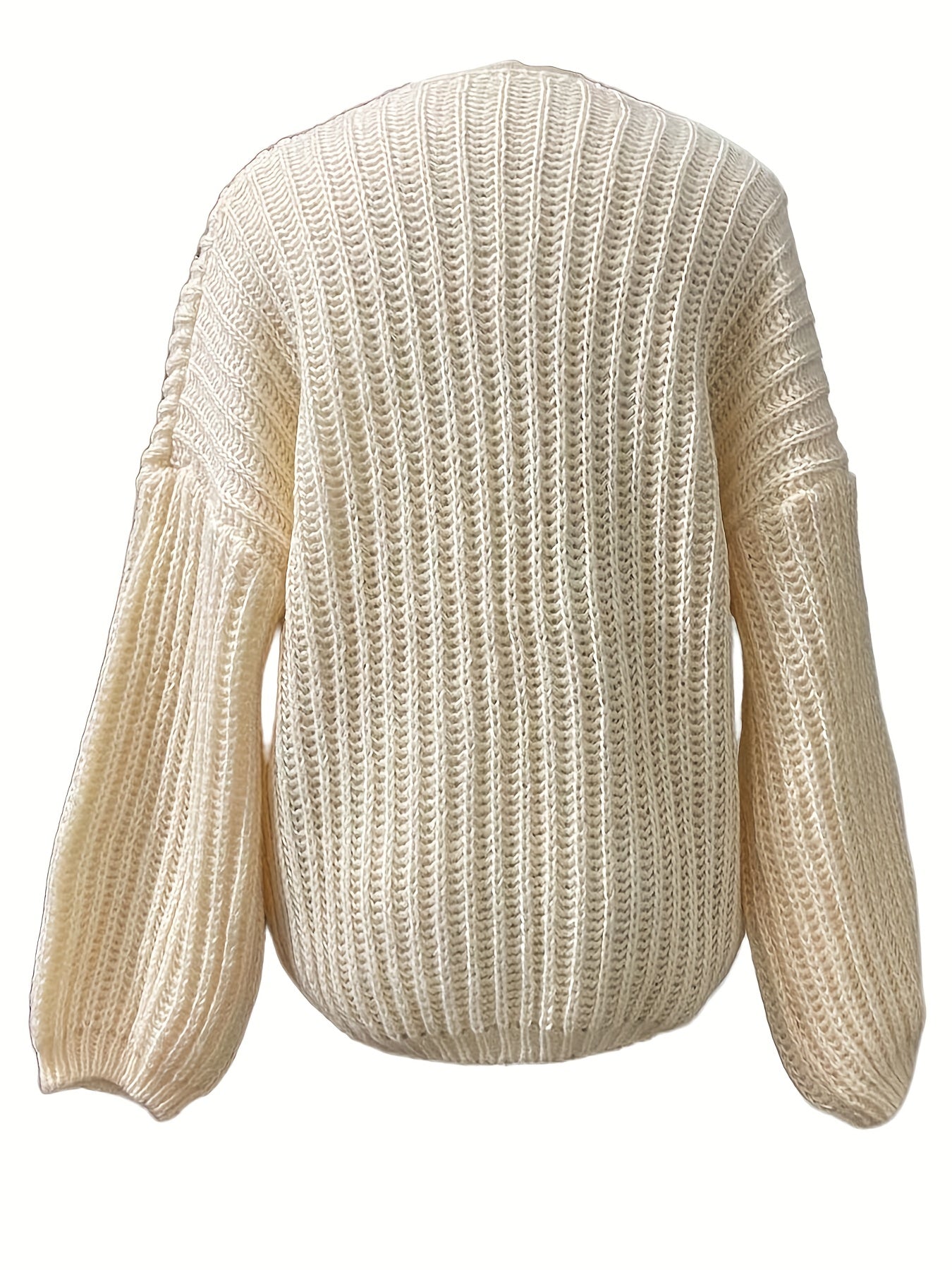 Antmvs Solid Open Front Knit Cardigan, Casual Long Sleeve Loose Slouchy Sweater, Women's Clothing