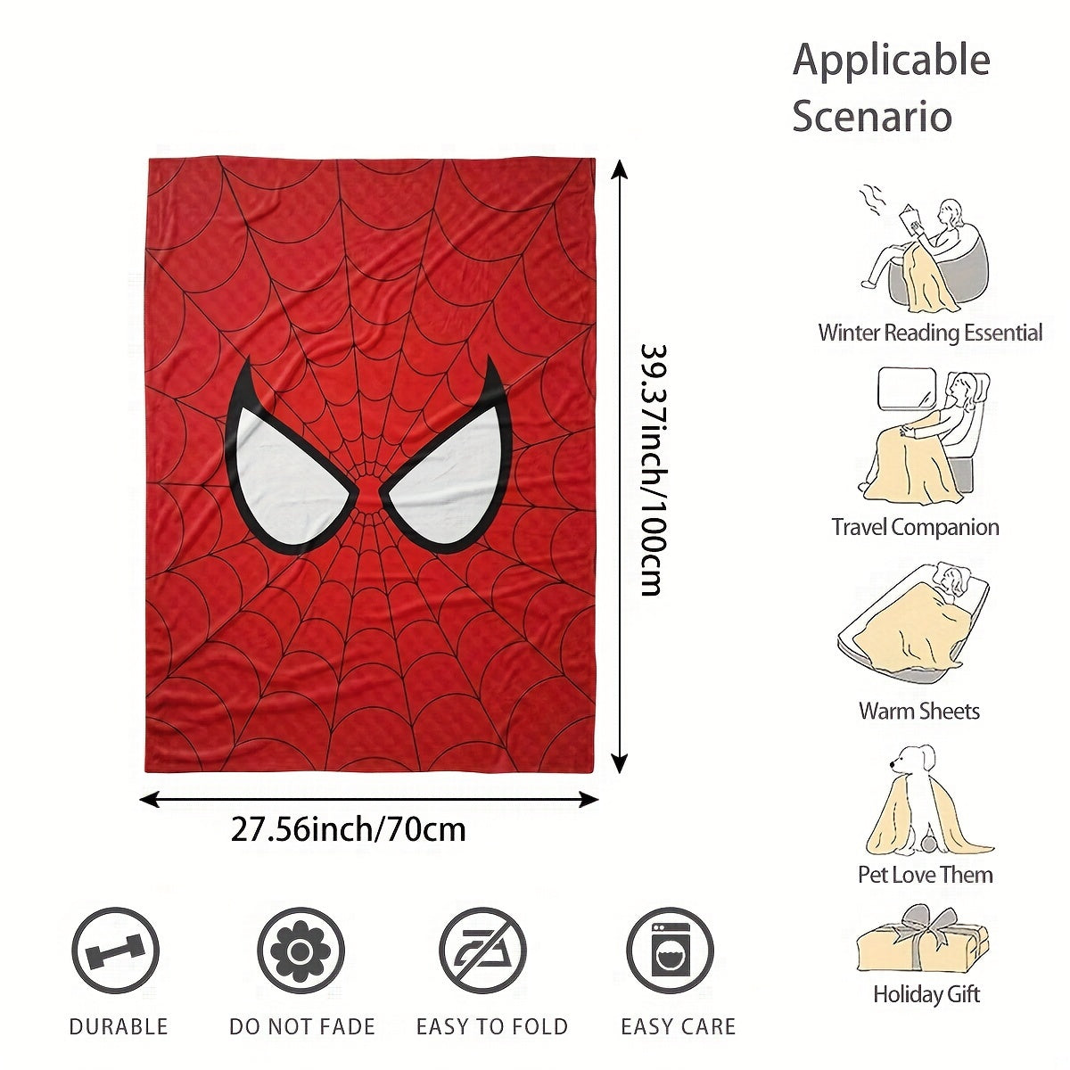 Ultra-Soft Spider-Man Flannel Throw Blanket - Cozy & Warm for Couch, Bed, Camping | All-Season Comfort