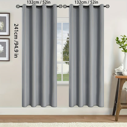 2 Pieces of Stylish Solid Blackout Curtains for Bedroom and Living Room - UV Protection, Easy Sliding, and Contemporary Design