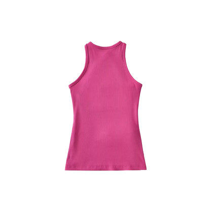 Antmvs Olias Solid Color Backless Cross Strap Sleeveless Cropped Top